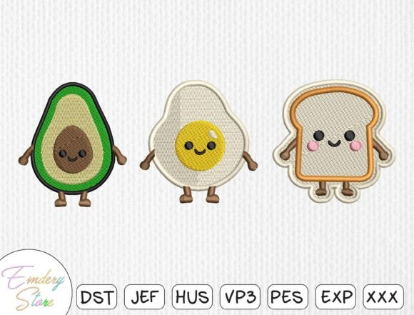 Breakfast Food Patch Embroidery Set