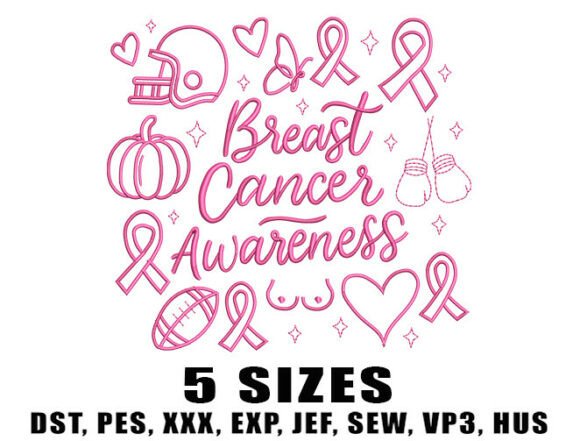 Breast Cancer Awareness Embroidery Design