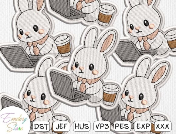 Bunny with Headphones Embroidery Patch