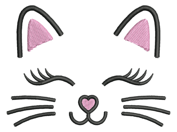 Cute Cat Face Embroidery