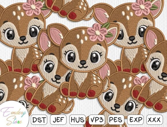 Cute Deer Embroidery Patch Design
