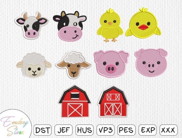 Cute Farm Animals Embroidery Patch Set