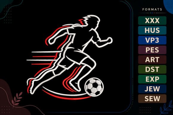 Football Player Sports Embroidery Design