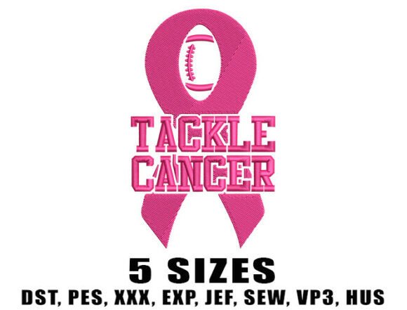 Tackle Cancer Football Ribbon Embroidery Design
